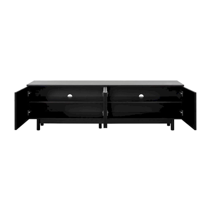 TV Stand for TVs Up to 78 , Entertainment Center with Solid Wood Legs, Practical Media Console with Adjustable Shelves
