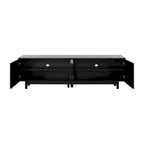 TV Stand for TVs Up to 78 , Entertainment Center with Solid Wood Legs, Practical Media Console with Adjustable Shelves