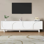 TV Stand for TVs Up to 78 , Entertainment Center with Solid Wood Legs, Practical Media Console with Adjustable Shelves