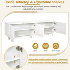 TV Stand for TVs Up to 78 , Entertainment Center with Solid Wood Legs, Practical Media Console with Adjustable Shelves
