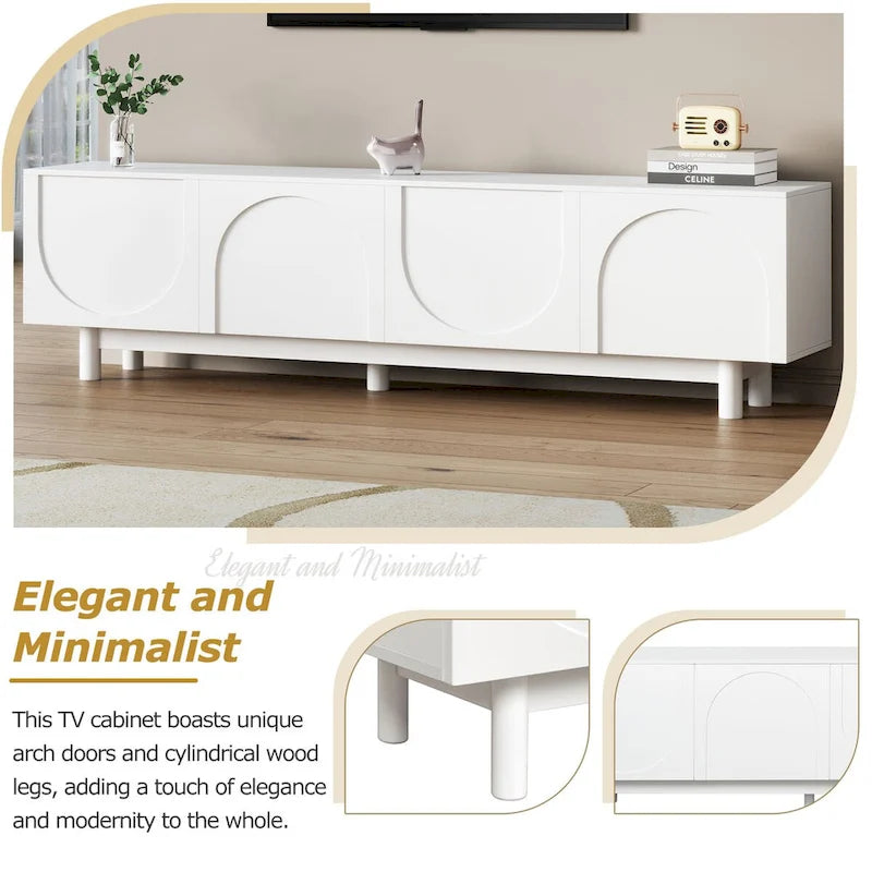 TV Stand for TVs Up to 78 , Entertainment Center with Solid Wood Legs, Practical Media Console with Adjustable Shelves