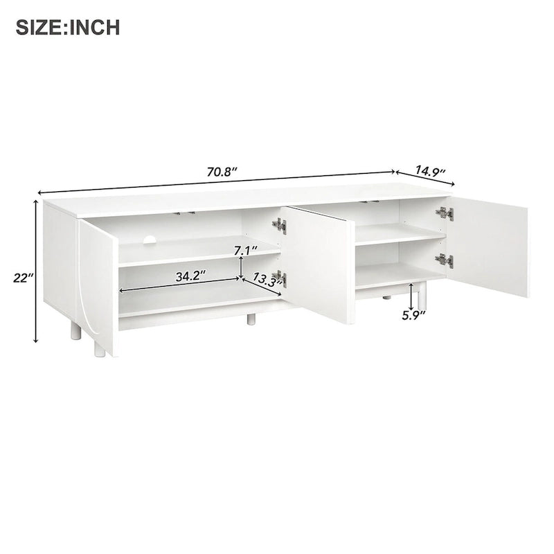 TV Stand for TVs Up to 78 , Entertainment Center with Solid Wood Legs, Practical Media Console with Adjustable Shelves