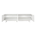 TV Stand for TVs Up to 78 , Entertainment Center with Solid Wood Legs, Practical Media Console with Adjustable Shelves