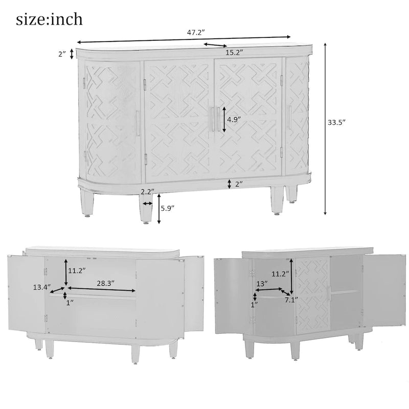 33.50 in. H Storage Cabinet with Antique Pattern Doors