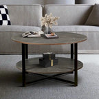 Round Coffee Table With 2-Tier Storage