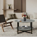 Round Coffee Table With 2-Tier Storage