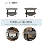 Round Coffee Table With 2-Tier Storage