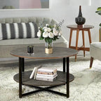 Round Coffee Table With 2-Tier Storage