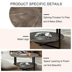 Round Coffee Table With 2-Tier Storage