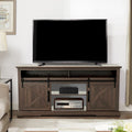 68  Walnut Sliding Barn Door TV Stand Console with Storage Open Compartment