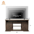 68  Walnut Sliding Barn Door TV Stand Console with Storage Open Compartment