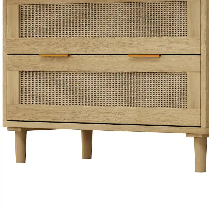 Oak 3-drawers Rattan Storage Cabinet - 31.5 L x 15.55 W x 30.12 H