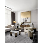 Sagebrook Home Modern Marble/Metal Neutral White and Gold Side Table - 16 x 16 x 23