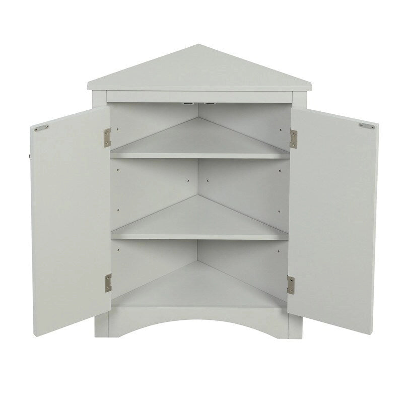 Corner Triangle Bathroom Storage Cabinet with Adjustable Shelves, Freestanding Floor Cabinet, Accent Cabinet for Living Room