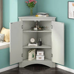 Corner Triangle Bathroom Storage Cabinet with Adjustable Shelves, Freestanding Floor Cabinet, Accent Cabinet for Living Room