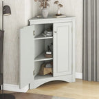 Corner Triangle Bathroom Storage Cabinet with Adjustable Shelves, Freestanding Floor Cabinet, Accent Cabinet for Living Room