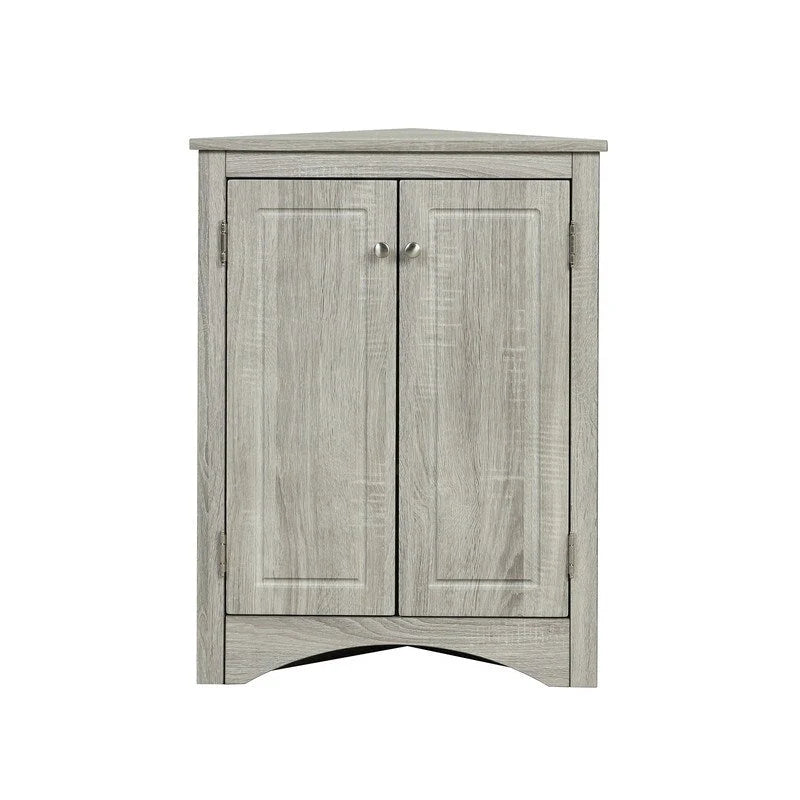 Corner Triangle Bathroom Storage Cabinet with Adjustable Shelves, Freestanding Floor Cabinet, Accent Cabinet for Living Room