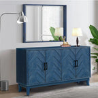 4 Door Wooden Twill Sideboard American Country Vintage Old Living Room