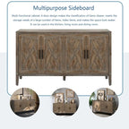 4 Door Wooden Twill Sideboard American Country Vintage Old Living Room