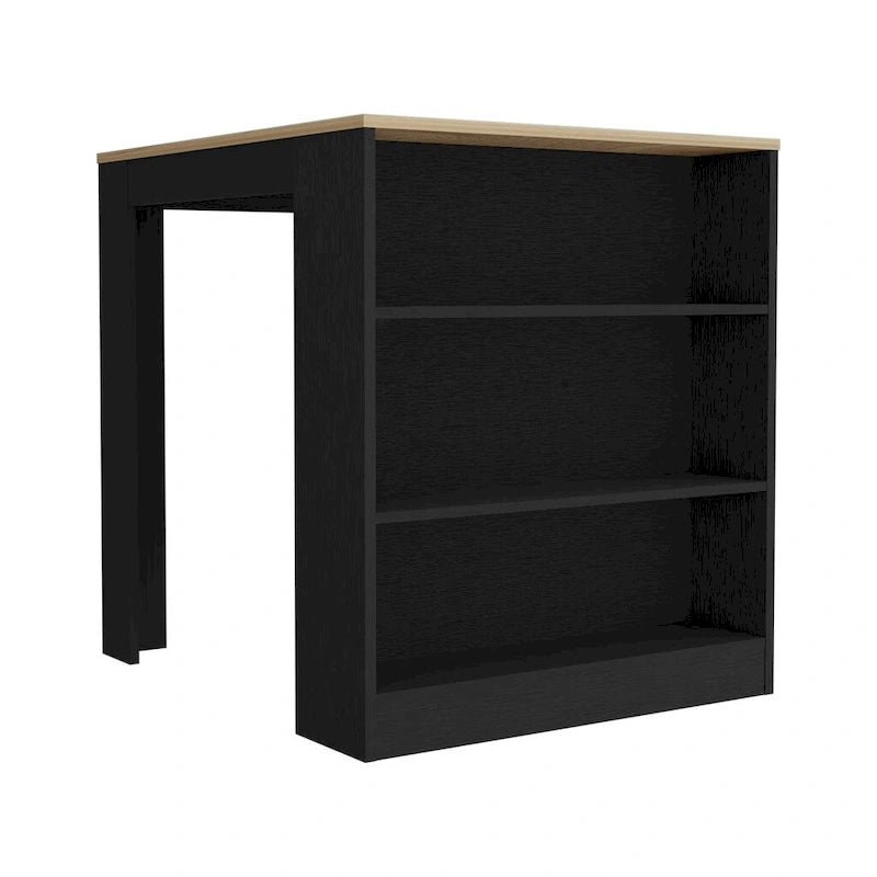 Kitchen Counter Dining Table, Kitchen, Black / Pine