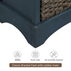 Rustic Storage Cabinet with Two Drawers and Four Classic Rattan Basket for Dining Room/Entryway/Living Room