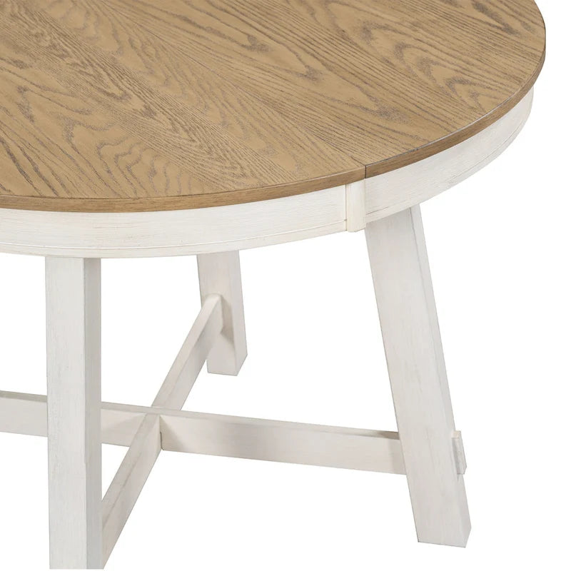 5-Piece Dining Set with Round Extendable Dining Table and Chairs