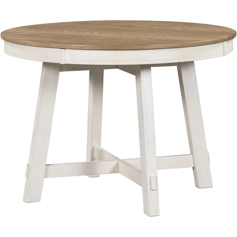 5-Piece Dining Set with Round Extendable Dining Table and Chairs