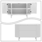 Modern Stylish Wooden Sideboard with Vertical Stripes Cabinet Doors