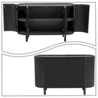 Modern Stylish Wooden Sideboard with Vertical Stripes Cabinet Doors