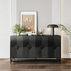 Accent Black Lacquered 4-Door Wooden Sideboard Buffet Server Cabinet