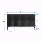 Accent Black Lacquered 4-Door Wooden Sideboard Buffet Server Cabinet
