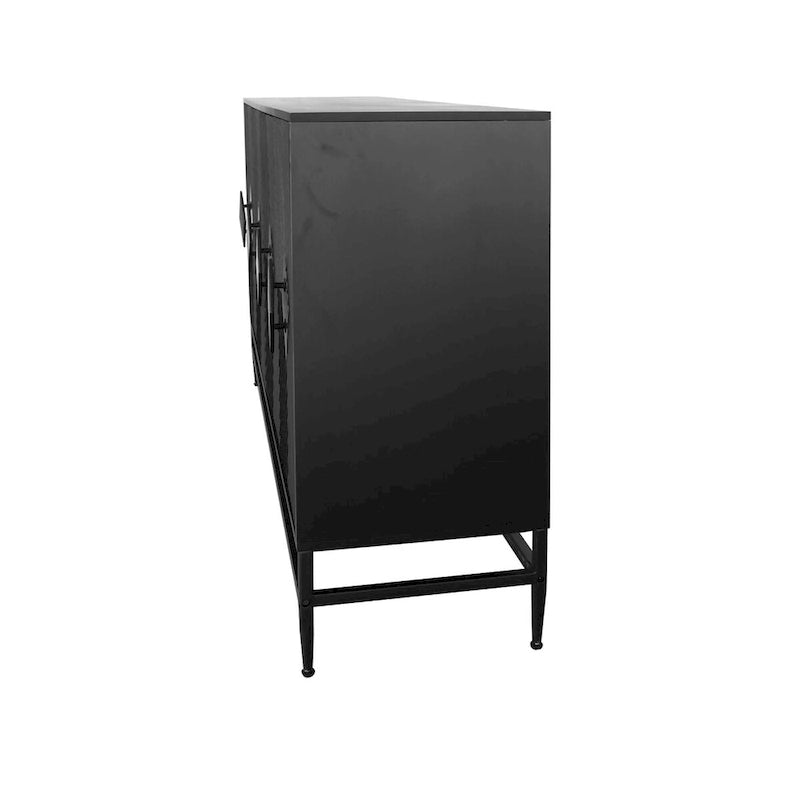 Accent Black Lacquered 4-Door Wooden Sideboard Buffet Server Cabinet