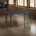 Iora 71 Inch Dining Table, Industrial Style, Rounded Corners, Black Wood