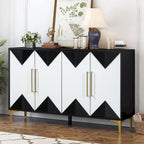 Unique Features of a Four-Door Cabinet with Two-Tone Triangular Pattern Doors, Suitable For Entryway
