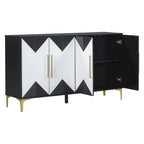 Unique Features of a Four-Door Cabinet with Two-Tone Triangular Pattern Doors, Suitable For Entryway