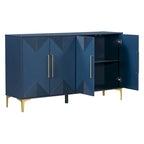 Unique Features of a Four-Door Cabinet with Two-Tone Triangular Pattern Doors, Suitable For Entryway