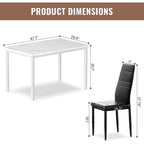 Modern 5-Piece Kitchen Dining Set, Counter Height Dinette Set with Marble Look Top and 4 Upholstered PU Leather Chairs