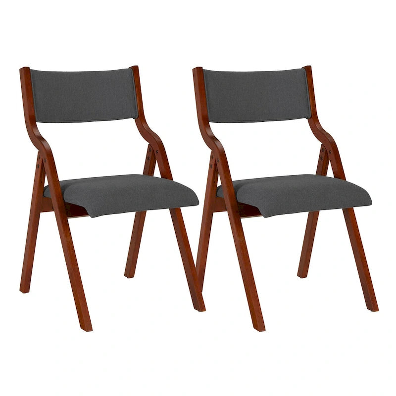 2-Piece Upholstered Folding Dining Chair, Space Saving Wood Chairs