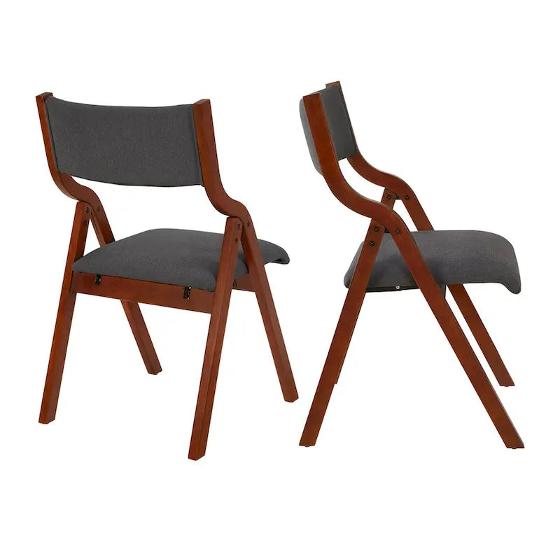 2-Piece Upholstered Folding Dining Chair, Space Saving Wood Chairs