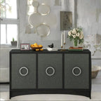 U_Style Curved Design Storage Cabinet w/Three Doors/Adjustable Shelves