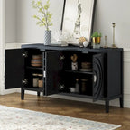 Retro Sideboard Round Metal Door Handle Two Large Cabinets Adjustable Shelves