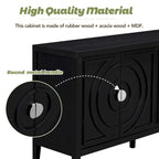 Retro Sideboard Round Metal Door Handle Two Large Cabinets Adjustable Shelves