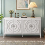 Retro Sideboard Round Metal Door Handle Two Large Cabinets Adjustable Shelves