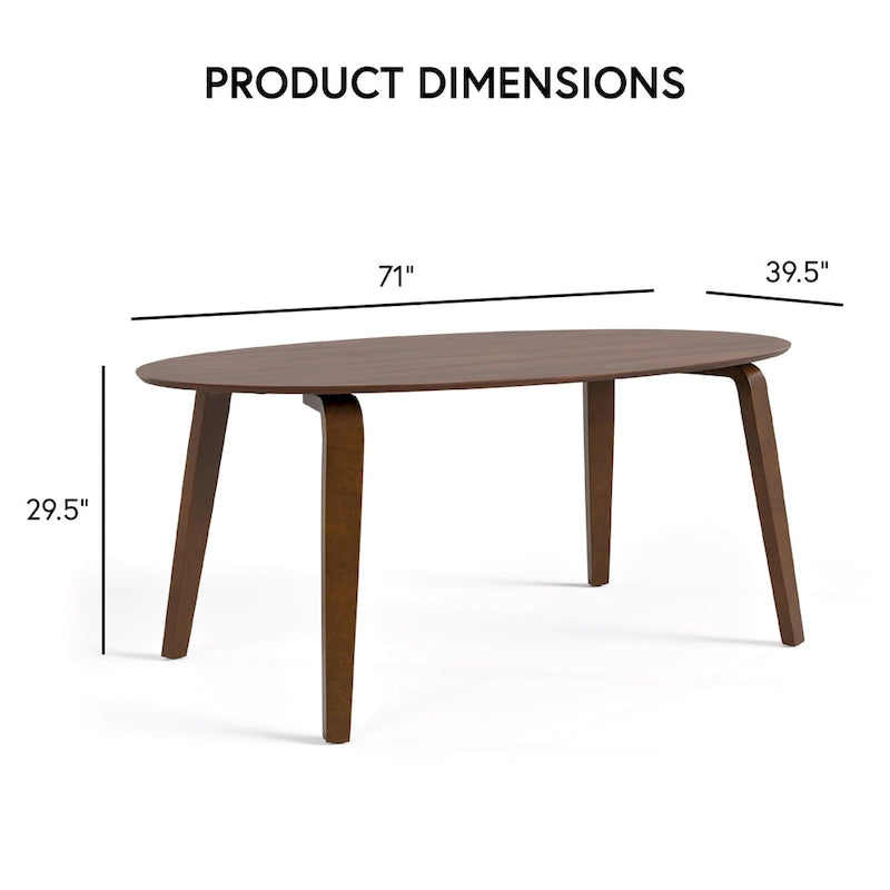 Furniture of America Beau I Mid-century Walnut 7-Piece Oval Dining Set