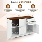 Kitchen Sideboard with Storage Cabinets & Drawers - 16D x 43.5W x 31H