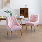 XINMICS Mid-Century Modern Velvet Dining Chair, Upholstered Parsons Chair, Set of 2