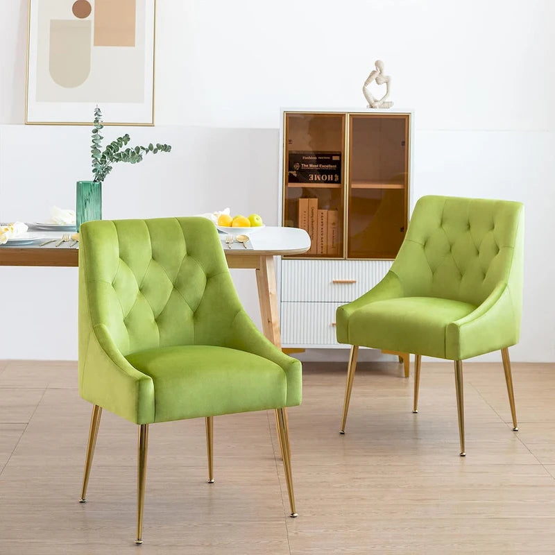 XINMICS Mid-Century Modern Velvet Dining Chair, Upholstered Parsons Chair, Set of 2