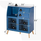 Blue Cabinet with Glass Doors Sideboard