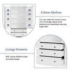 77inch Kitchen Pantry,Freestanding Tall Cupboard Storage Cabinet with 3 Adjustable Shelves,8 Door Shelves,3 Drawers