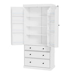 77inch Kitchen Pantry,Freestanding Tall Cupboard Storage Cabinet with 3 Adjustable Shelves,8 Door Shelves,3 Drawers